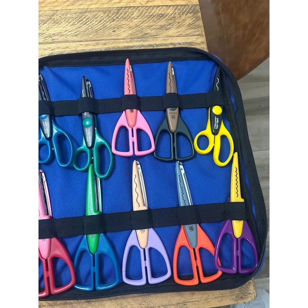 Fiskars & Provo Craft Decorative Edge Scissors Set 18 Pairs with Zippered Case